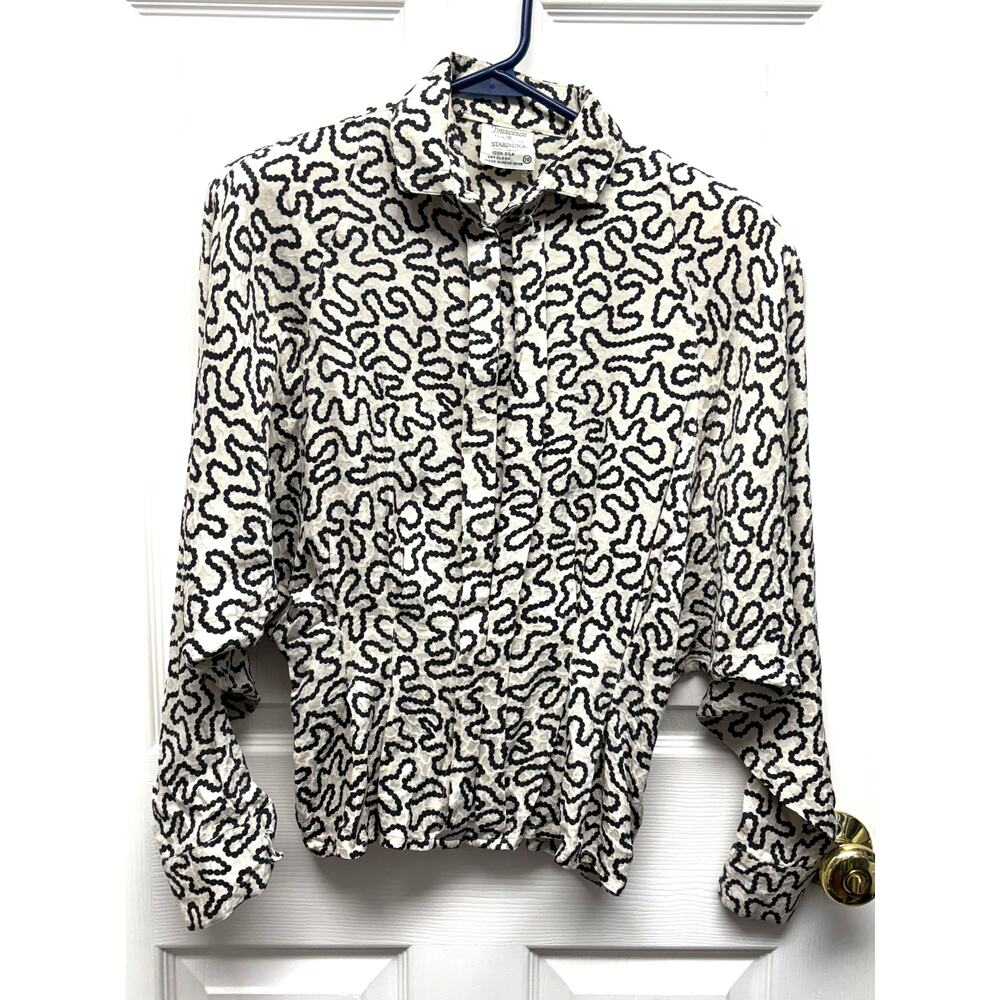 Francesca Damón Starington Blouse Silk Abstract Print Women’s Size 10 Vintage